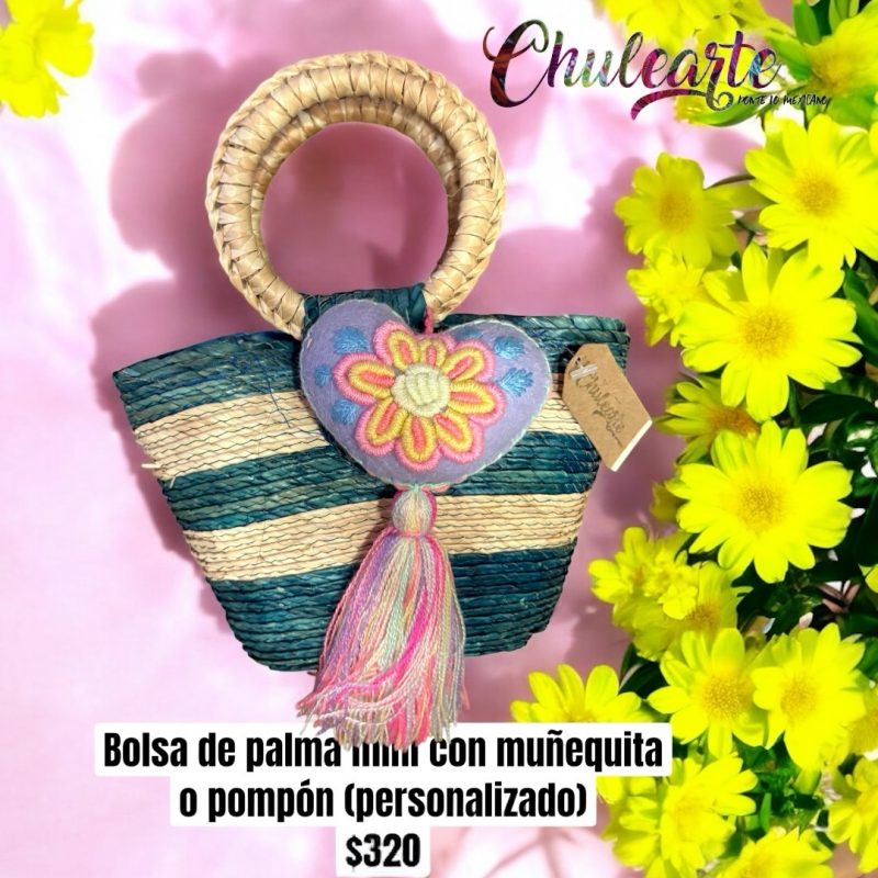 Bolsa mini aro con pompones