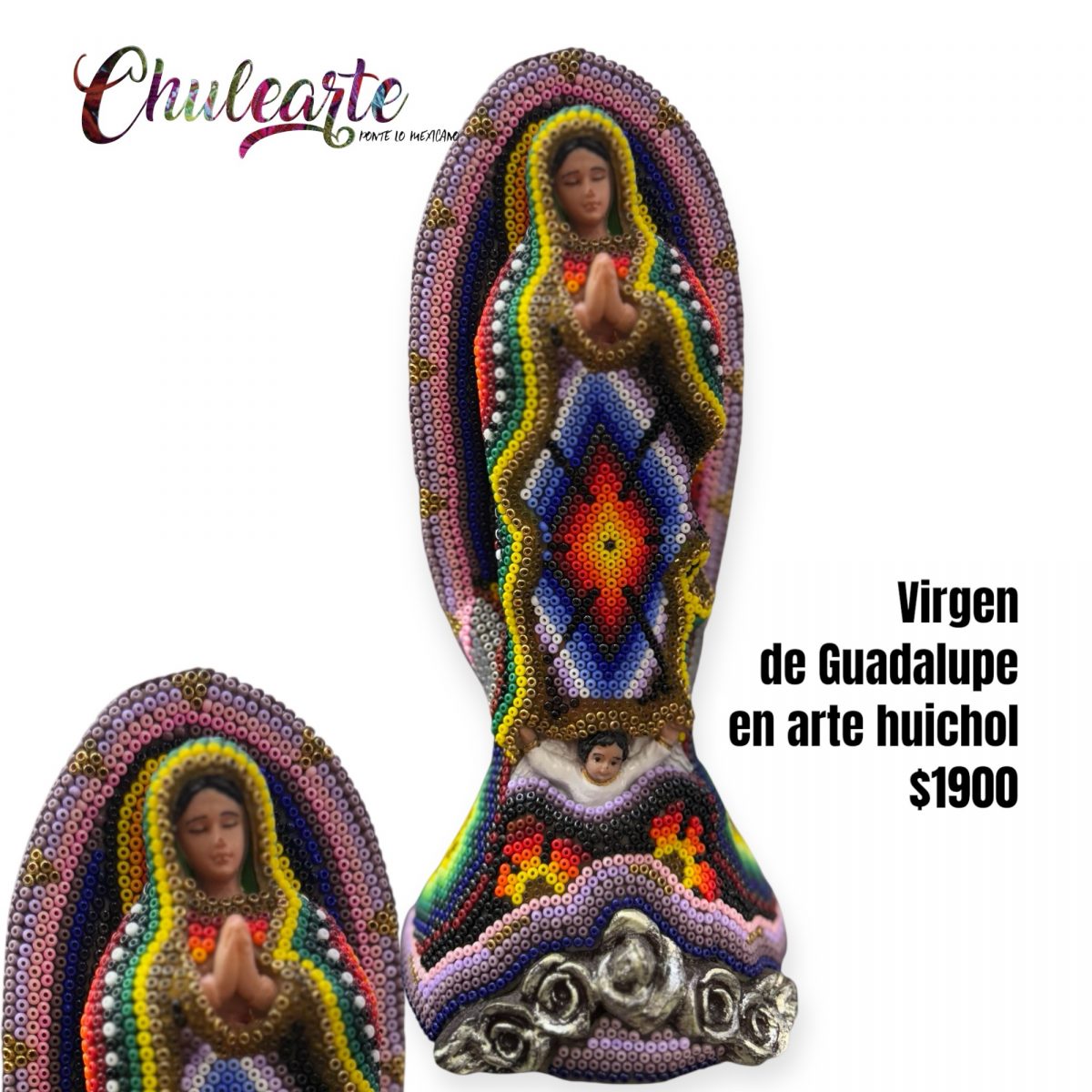 Virgen de Guadalupe arte huichol wixárika