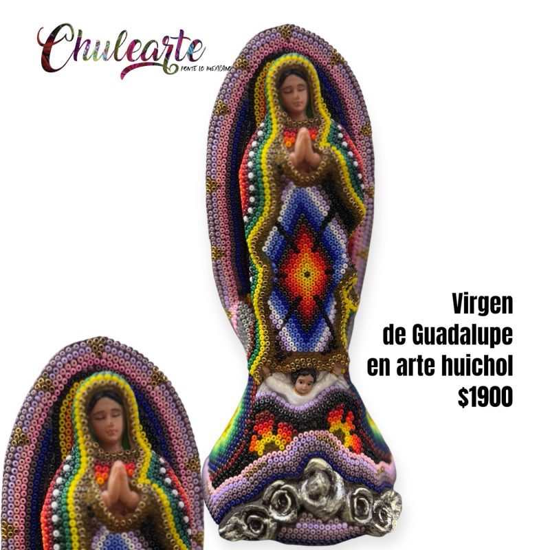 Virgen de Guadalupe arte huichol wixárika