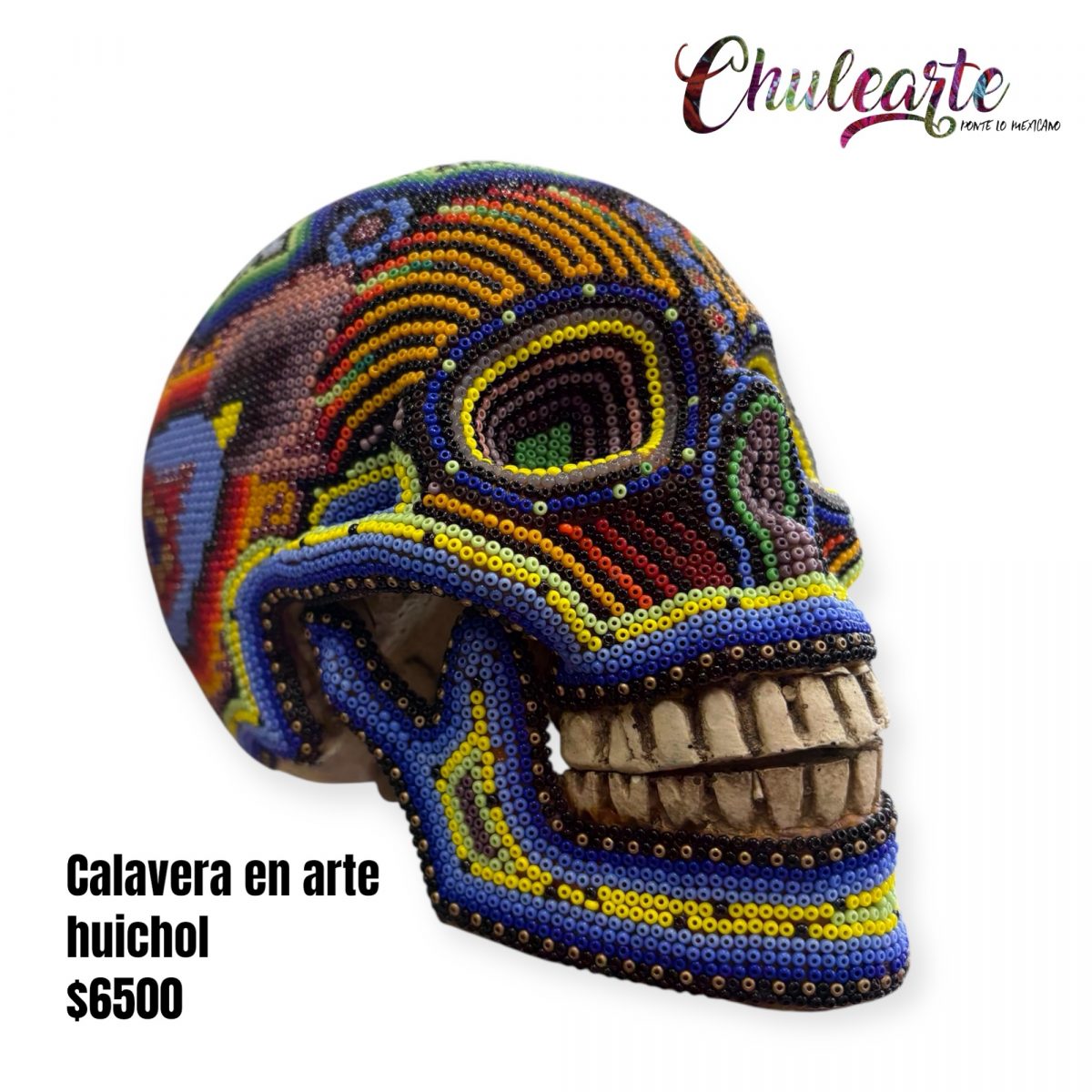 Calavera en arte huichol wixárika