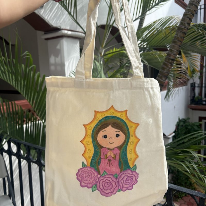 Tote bag bolsa de manta pintada a mano